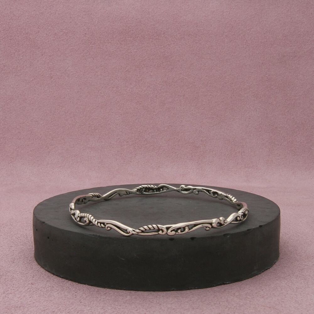 carolyn pollack sterling silver scroll stack bangle bracelet size 7.75in